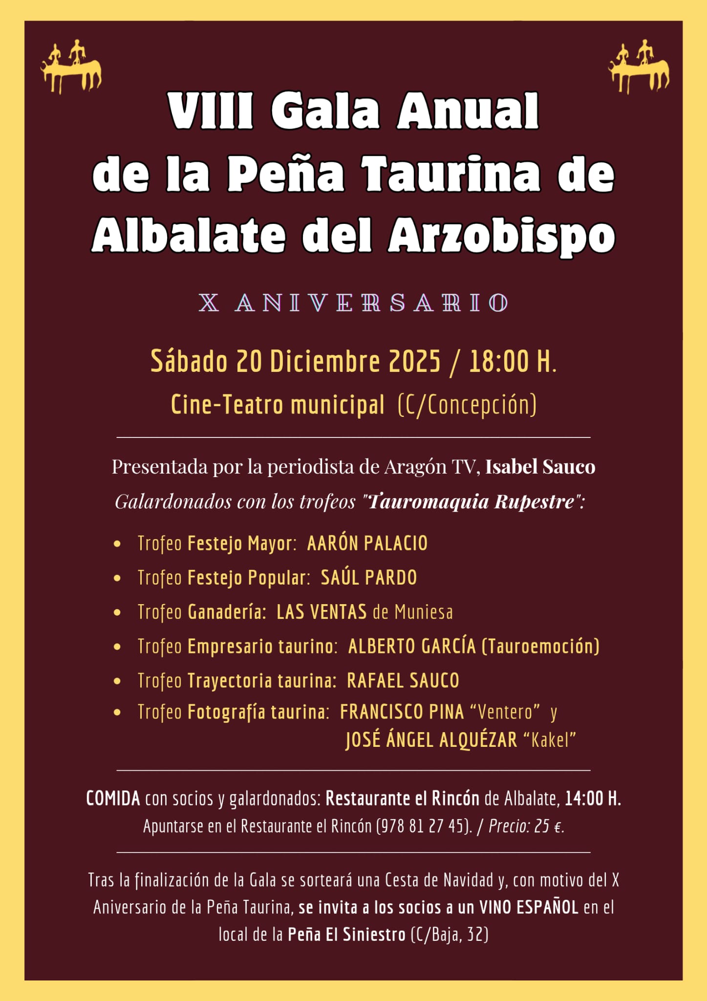 GALA VIII TROFEOS ‘TAUROMAQUIA RUPESTRE’ DE LA PT ALBALATE DEL ARZOBISPO