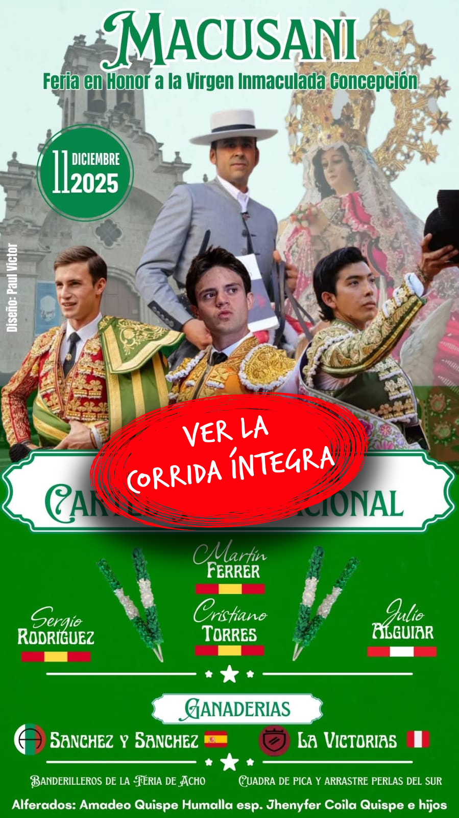 Cristiano Torres, sale en hombros en Macusani (Perú)