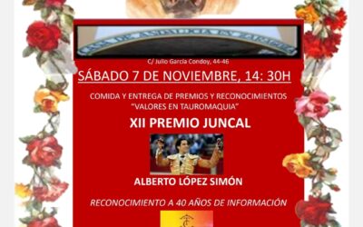 XII Premio Juncal de la tertulia taurina El Mentidero de la Casa de Andalucía en Zaragoza